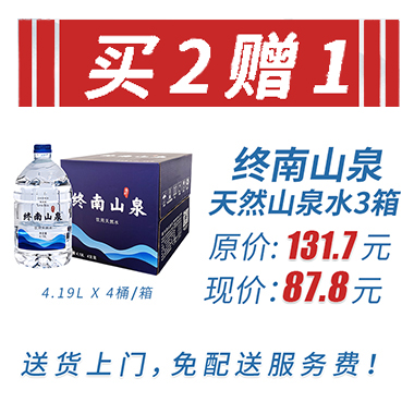 终南山泉4.19L*4支箱装水买2赠1